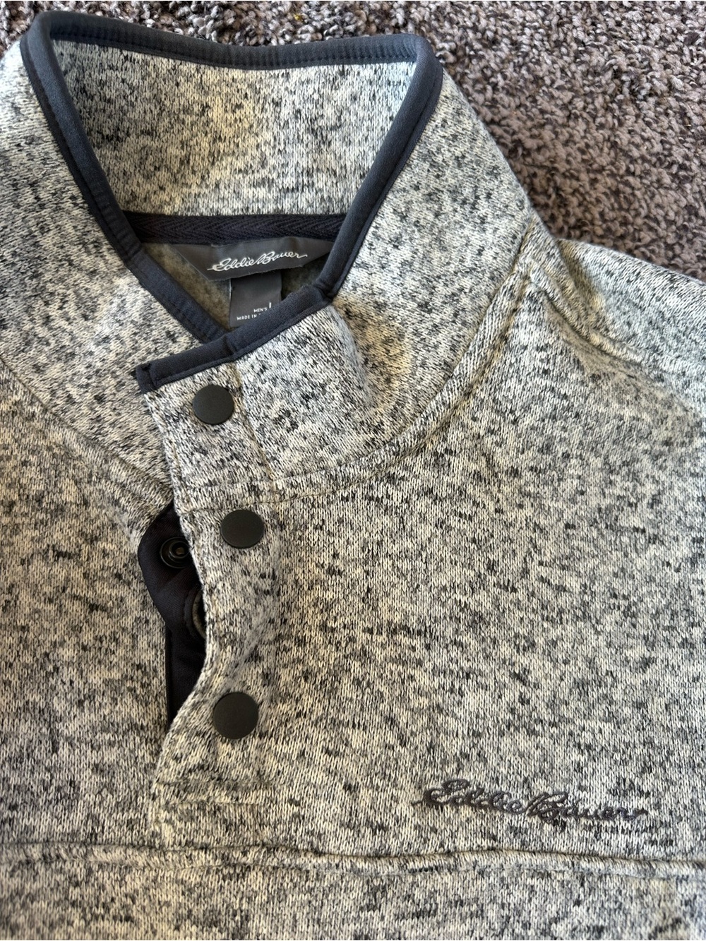 Eddie Bauer Gray Heather Snap-Front Pullover